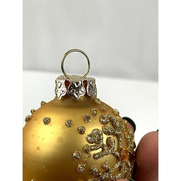 VTG Glitter Glass Ornaments Lot of 11 Round Sphere Gold Red Bulb Balls Holiday - Picture 9 of 11